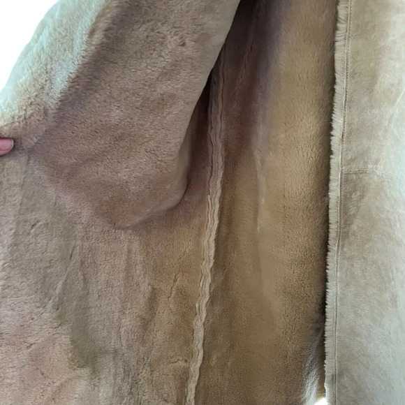 Express Y2K Vintage Suede Leather Faux Fur Lined Winter Coat Medium - Picture 7 of 15